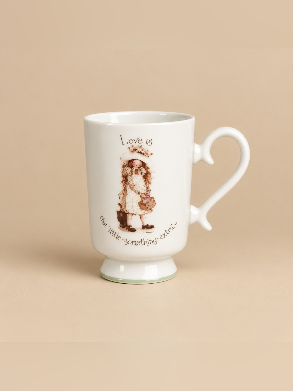 Holly Hobbie porcelain pedestal coffee mug love is that Little something extra